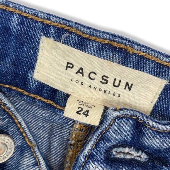 PacSun Two Tone Denim Button-fly Mini Skirt Size 24 - Picture 4 of 6